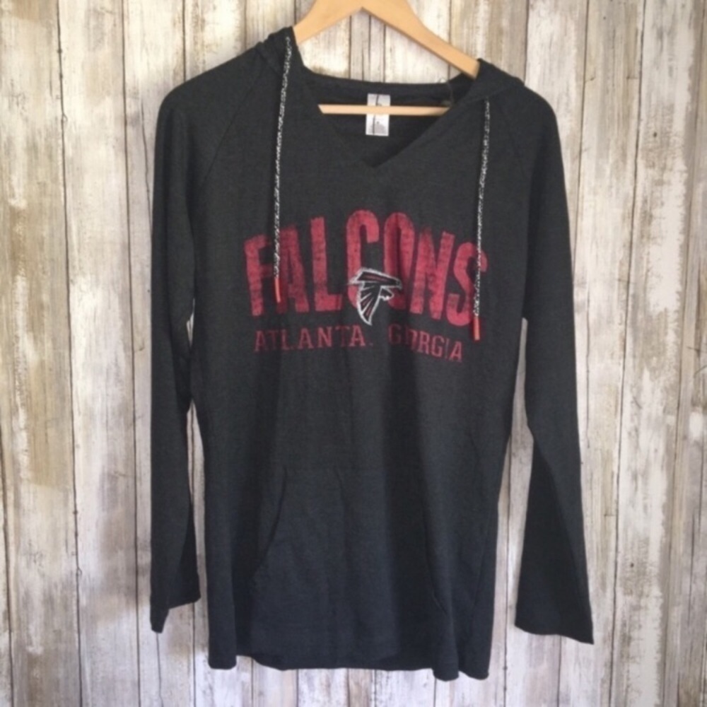 NFL Atlanta Falcons Hoodie Women’s M Gray Lightweight Pullover Sweatshirt - Picture 1 of 4